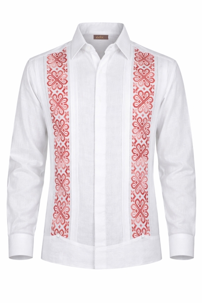 Exclusive Linen Guayabera with Hand Embroidery Cross Stitch GUAYABERAS