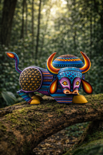 Quality Handmade and Hand-Painted Mexican Bull Wood Alebrije ALEBRIJES - CARVED PIECES