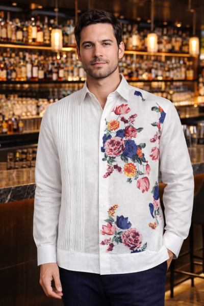 Guayabera Hecho a Mano De Lino Estampado GUAYABERAS 