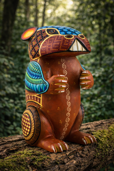 Artisan Made Handmade and Hand-Painted Mexican Squirrel Wood Alebrije ALEBRIJES - CARVED PIECES