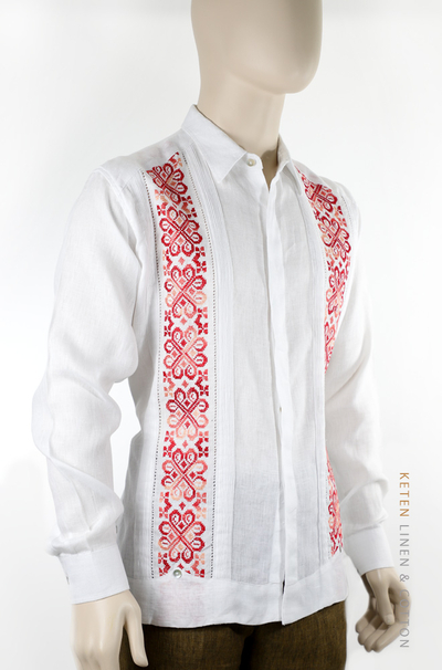 Exclusivo Guayabera De Lino Con Bordado A Mano Punto de Cruz GUAYABERAS 