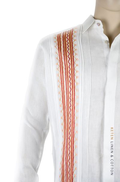 Hermoso Guayabera De Lino Con Bordado A Mano GUAYABERAS 