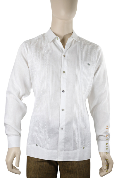 Beautiful 100% Linen Guayabera With Handmade Crafted Embroidery GUAYABERAS