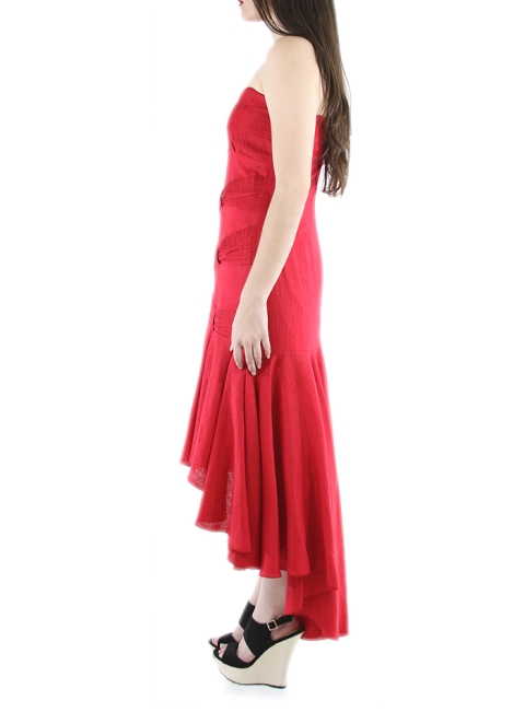 Vestido de Un Hombro Con Alforzas y Falda Larga de Atras VESTIDOS