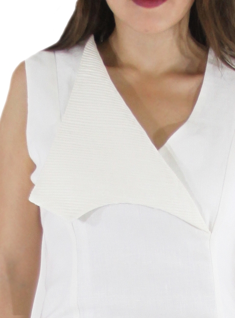 Vestido de Mujer En Lino Cuello Con Alforzas VESTIDOS