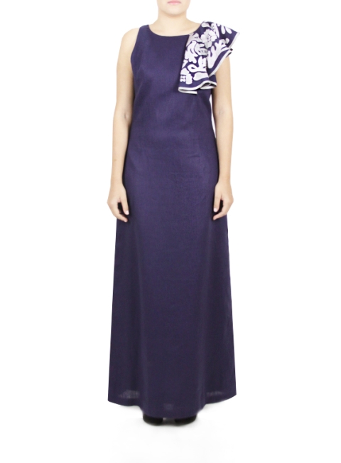 Vestido Largo color Azul con Bordado VESTIDOS