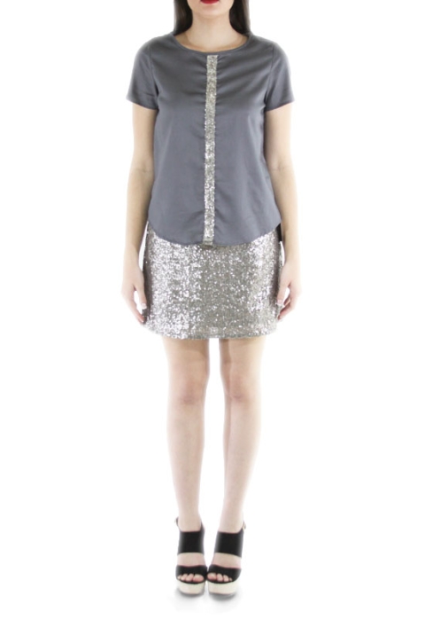 Sequined Egyptian Cotton Silver Top TOPS