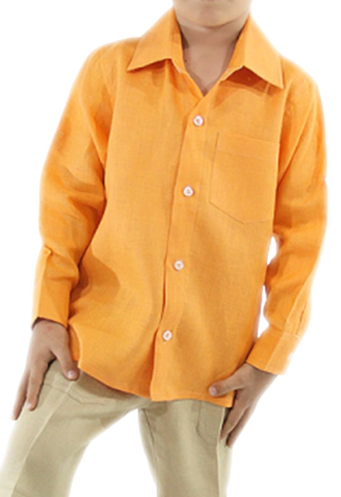Camisa de Lino 100% Para Niños Color Mamey CAMISAS
