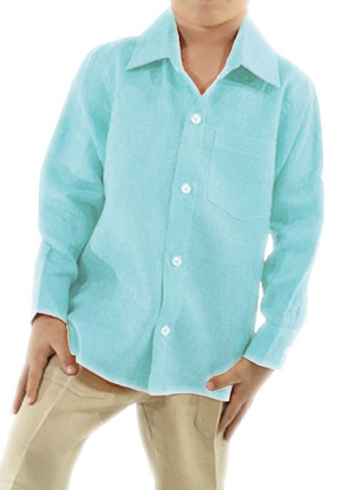 Camisa de Lino 100% Para Niños Color Aqua CAMISAS