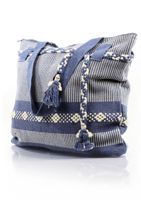 Artisan Made Metalic Blue Waist Loom Handbag BAGS & POUCHES