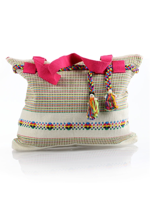 Mexican Boho Beige With Colors Waist Loom Handbag BAGS & POUCHES