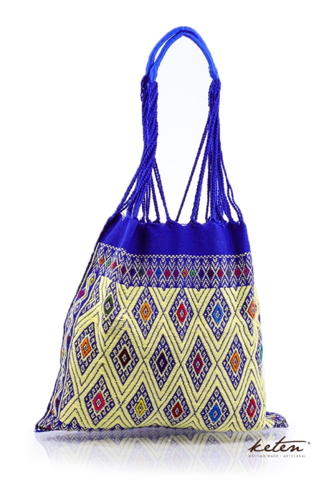 Mexican Hand Woven Waist Loom Royal Blue Tote BAGS & POUCHES
