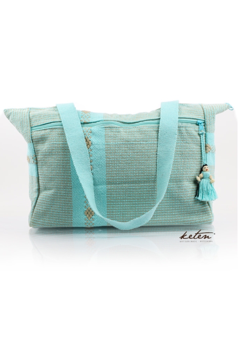Aqua Ethnic Cloth Shoulder Bag Waist Loom BAGS & POUCHES