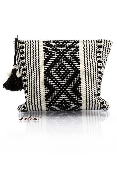 Handmade Black Waist Loom Pouch Folkart BAGS & POUCHES