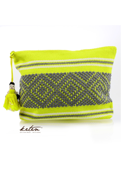 Yellow Handmade Waist Loom Pouch BAGS & POUCHES