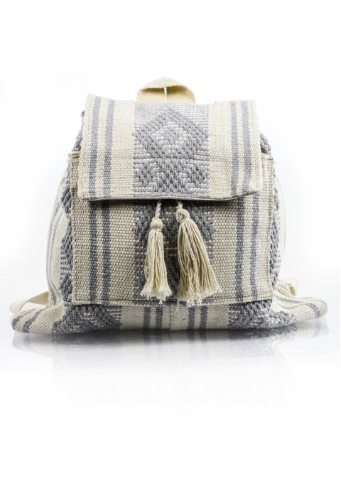 Waist Loom Blue Beige HandMade Backpack BAGS & POUCHES