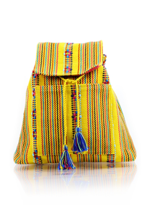 Waist Loom Yellow Beige HandMade Backpack BAGS & POUCHES