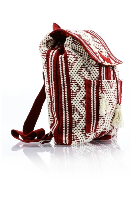 Waist Loom Red White HandMade Backpack BAGS & POUCHES