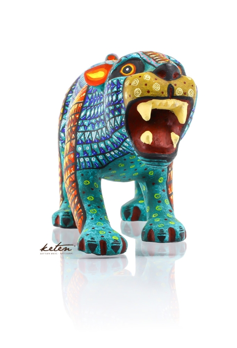 Alebrije Colorido Tonos de Azul Jaguar Alebrije De Madera Copal ALEBRIJES