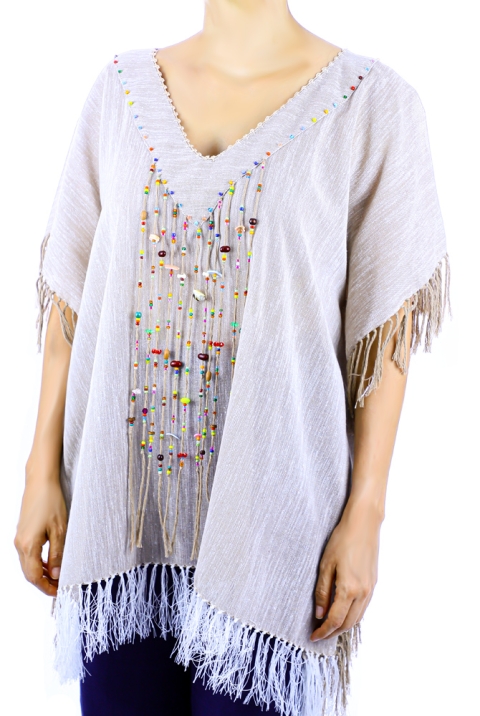 Handmade Mexican Women's Linen Handmade Crochet Top WOMEN