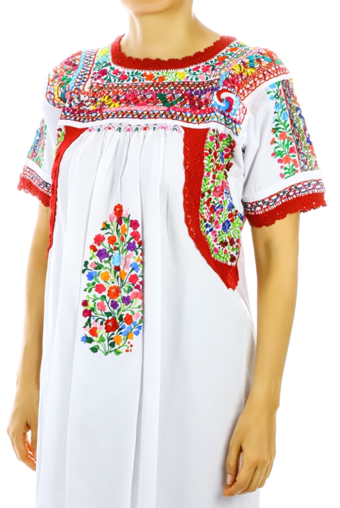 Mexican Art High Quality Cotton Hand Embroidered Blouse TOPS