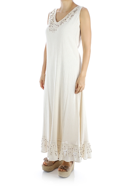 Hermoso Vestido Blanco Mexicano Con Crochet a Mano MUJER