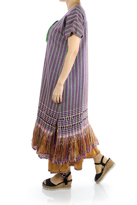 Hermoso Vestido Mexicano De Rebozo Morado Hecho a Mano MUJER