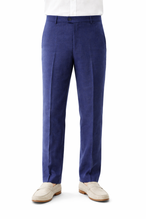 Pantalon de Lino Natural Color Azul Marino PANTALONES