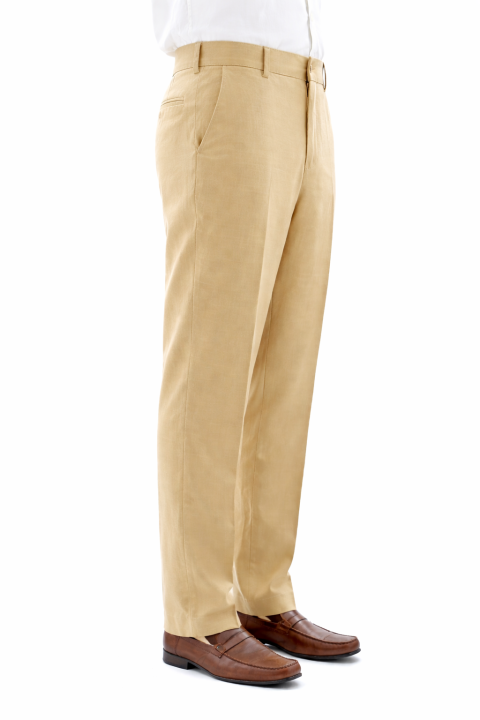 Pantalón de Lino Color Camello Caqui PANTALONES