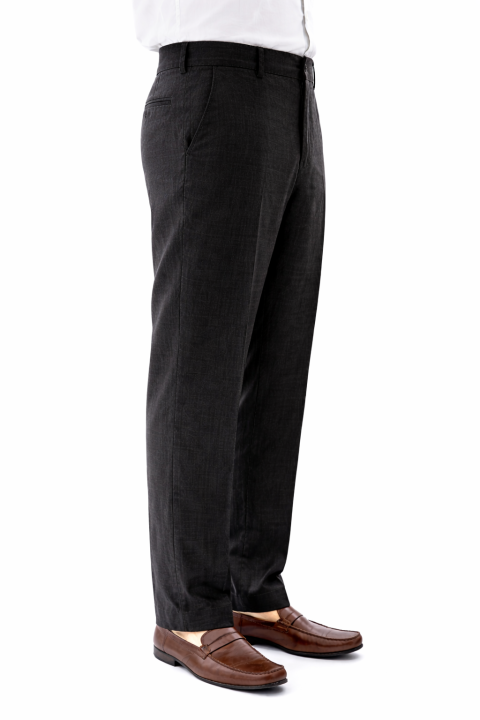 Pantalón de Lino Pique Natural Color Negro Para Hombre PANTALONES