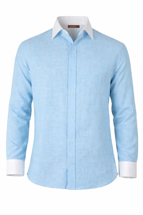 100% Linen Blue Color Shirt SHIRTS