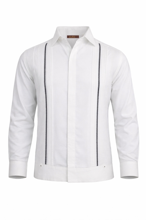 Guayabera de Lino Flame Deshilado de Maquina Manga Larga GUAYABERAS 