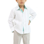 Guayabera de Lino Para Niños Color Blanco y Verde Aqua GUAYABERAS