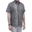 Camisa de Lino Con Bordado Artesanal Color Pardo Verde CAMISAS