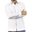 Guayabera 100% Lino Blanco con Alforzas y Detalles Azul GUAYABERAS 