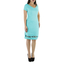 Princess Seamed Aqua Blue Color Linen Dress DRESSES