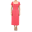 Coral Color Long Linen  Dress DRESSES