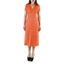 Vestido Corte Chanel Coral Tablones En La Falda Con Alforzas VESTIDOS