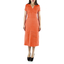 Cocktail 100% Coral Linen Midi Dress DRESSES