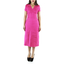 Cocktail 100% Fuchsia Linen Midi Dress DRESSES