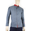 Camisa de Lino 100% Color Gris y Combinacion Rojo CAMISAS