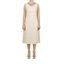 Short Beige Linen Dress with Embroidery DRESSES