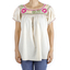 Ivory Color Linen Hand Embroidered Blouse TOPS