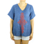 Blue Cross Stitch Pure Linen Blouse TOPS