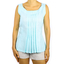 Casual Pure Linen Aqua Color Top TOPS