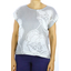 Blusa de Lino Estampado En Color Gris y Blanco BLUSAS