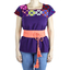 Purple Color Cotton Short Sleve Hand Embroidered Top TOPS