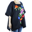 Top de Lino Negro Con Bordado a Mano De Arte Mexicano Unitalla BLUSAS