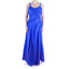 100% Pure Linen Maxi Dress With Pleats Royal Blue DRESSES