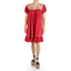 Red Beige Handmade Embroidered Pure Linen Dress WOMEN